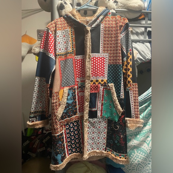 Medium button coat faux lining boho - Picture 2 of 2